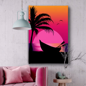 Canvas Wall Art - Beach Silhouette