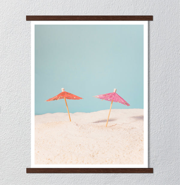 Canvas Wall Art, Colorful Umbrellas and beach, Wall Poster