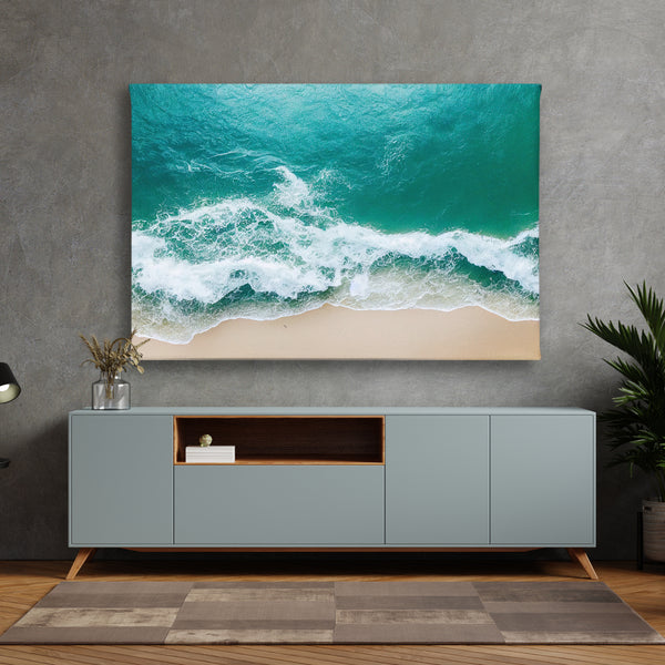 Canvas Wall Art, Turquoise Sea & Yellow Beach, Wall Poster