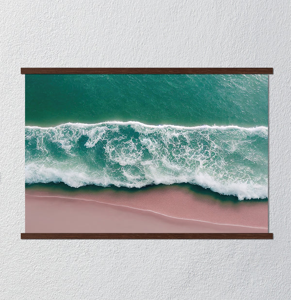 Canvas Wall Art, Turquoise Ocean & Pink Beach, Wall Poster