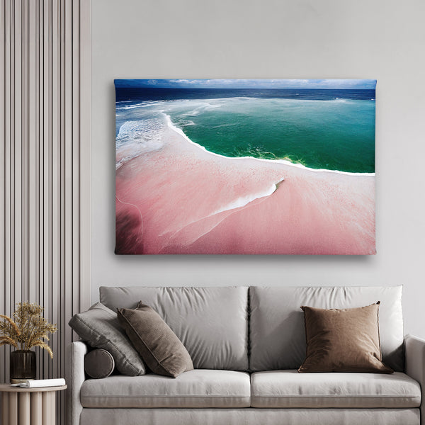 Canvas Wall Art, Pink Beach & Ocean, Wall Poster