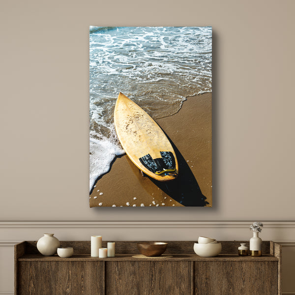 Canvas Wall Art - Surf Board and Sea