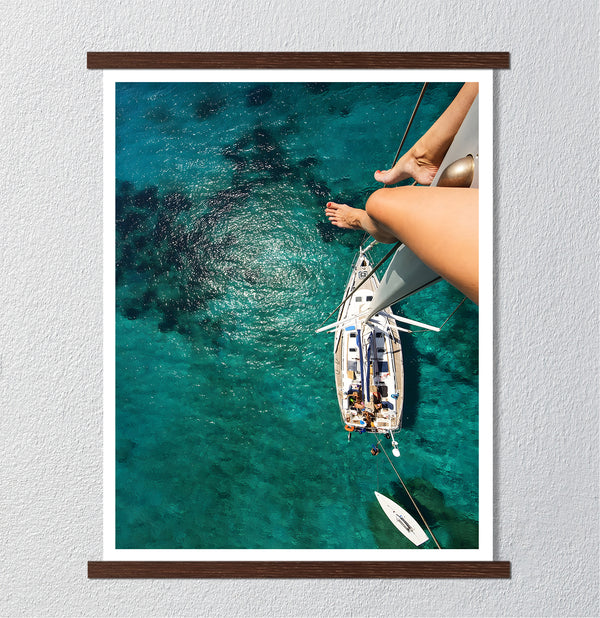 Canvas Wall Art, Yacht and Mediterranean Sea, Wall Poster