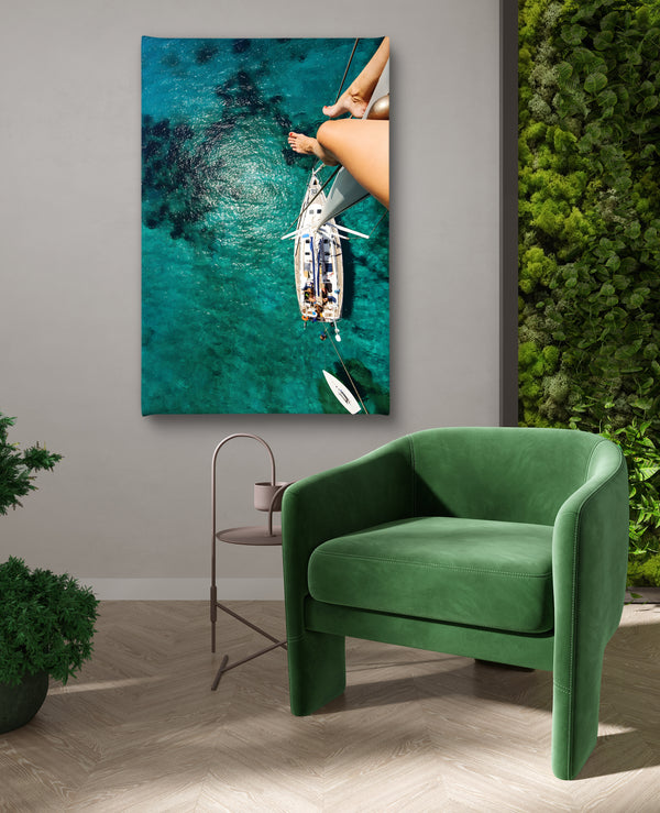 Canvas Wall Art, Yacht and Mediterranean Sea, Wall Poster