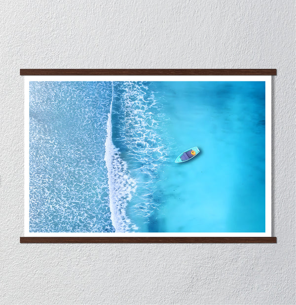 Canvas Wall Art, Blue Sea & Boat Sea, Wall Poster