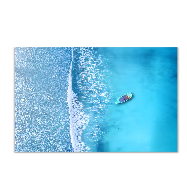 Canvas Wall Art, Blue Sea & Boat Sea, Wall Poster