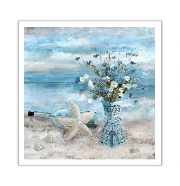 Canvas Wall Art, Sea Elements & Flowers, Nude Wall Poster