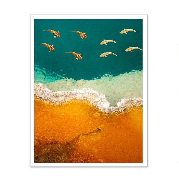 Canvas Wall Art, Gold Fishes & Sea, Wall Poster