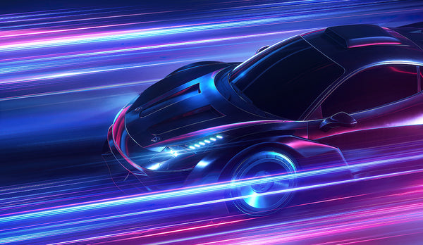 Wall Art, Neon Sport Car, Wall Poster