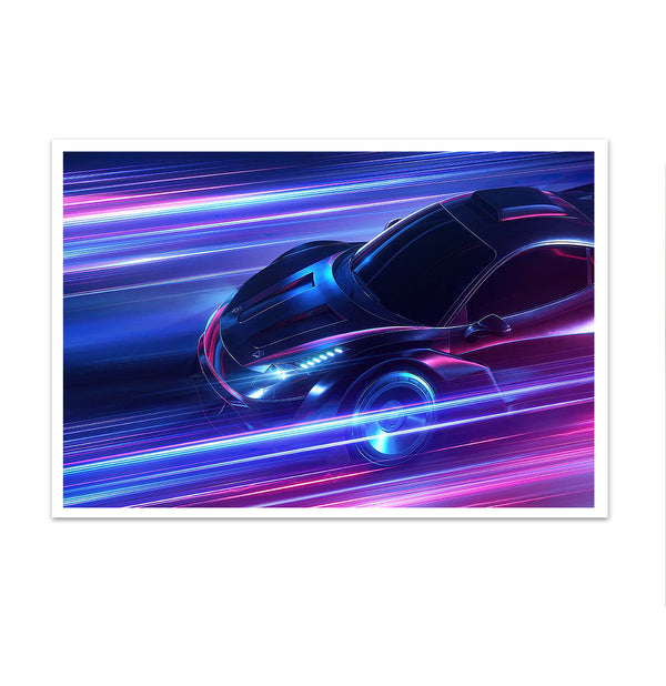 Canvas Wall Art, Neon Sport Car, Wall Poster