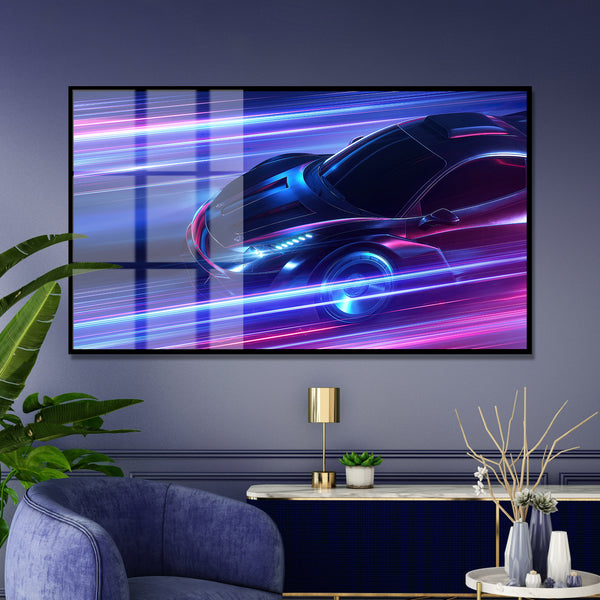 Wall Art, Neon Sport Car, Wall Poster