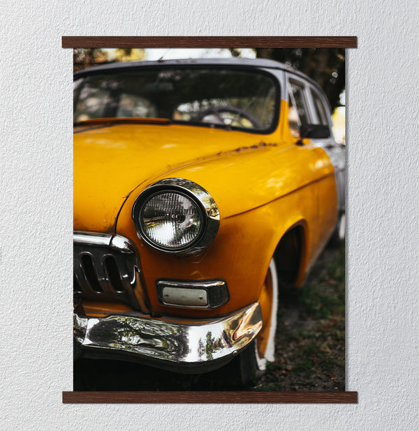 Canvas Wall Art, Yellow Old Car, Wall Poster