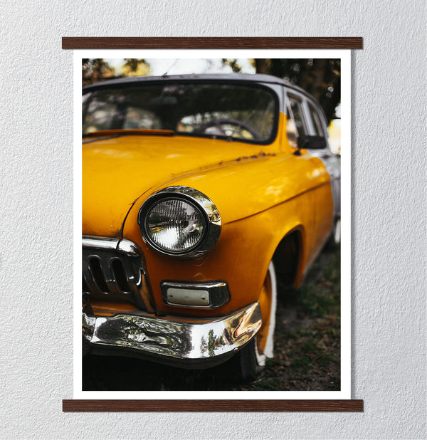 Canvas Wall Art, Yellow Old Car, Wall Poster