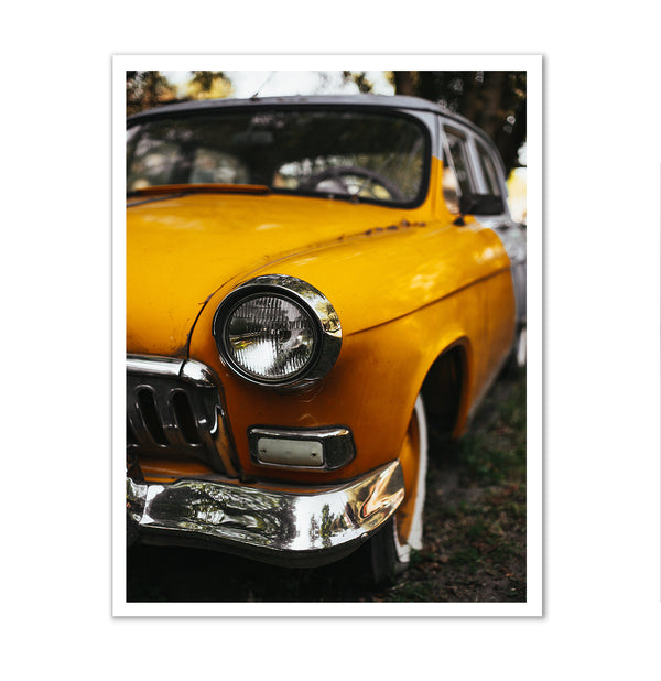 Canvas Wall Art, Yellow Old Car, Wall Poster