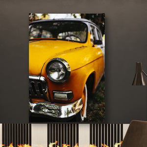 Canvas Wall Art - Yellow Old Car