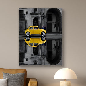 Canvas Wall Art - Yellow Classic VW Car