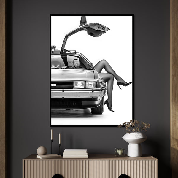 Wall Art, Woman Legs and Retro Car, Wall Poster