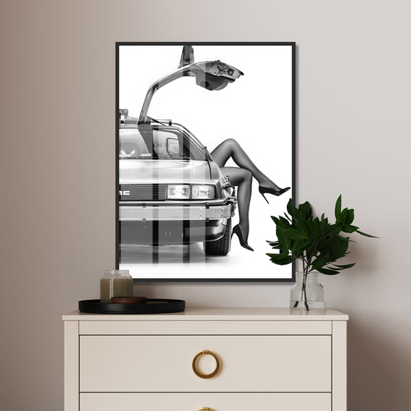 Wall Art, Woman Legs and Retro Car, Wall Poster