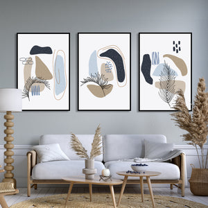  Set of 3 Prints - Abstract Geometric Shapes Wall Art Triptych