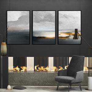  Set of 3 Prints - Abstract Grey Wall Art Triptych