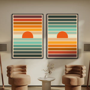  Set of 2 Prints - Vintage Colorful Lines