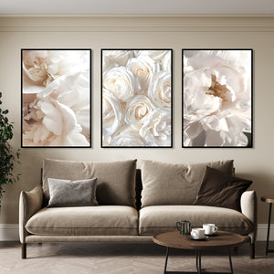  Set of 3 Prints - White Flowers Triptych