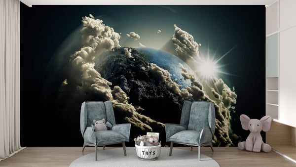Sun and Earth Planet Wall Mural