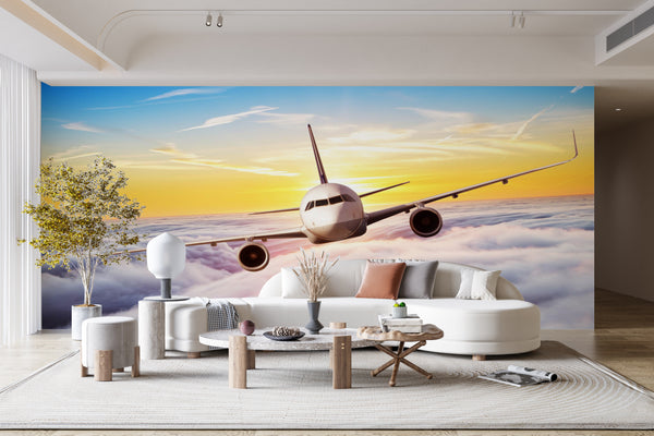 Transport Wall Mural | Airplane in the Clouds Wall Mural