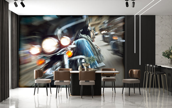 Transport Wall Mural | Riding a Motorbike Wall Mural