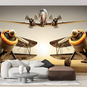 Wallpaper Transportation | Vintage Airplanes with Propeller Wall Mural
