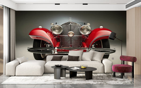 Transport Wall Mural | Retro Red Mercedes Wall Mural