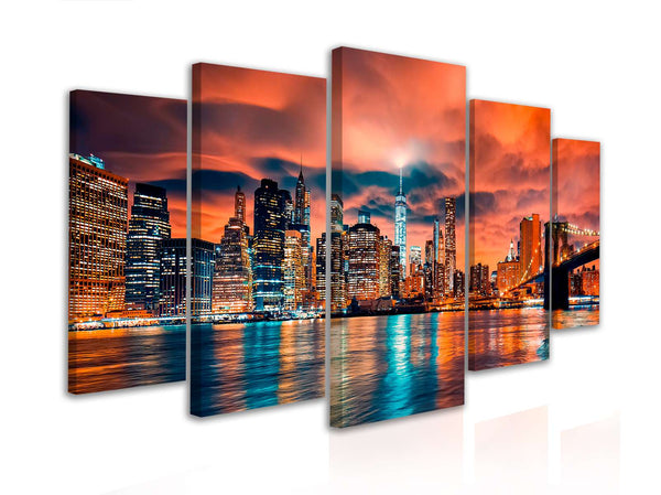 Multi Piece Wall Art  - Scarlet sunset over the city