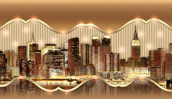 Modular picture, Relief of the city in gold tones