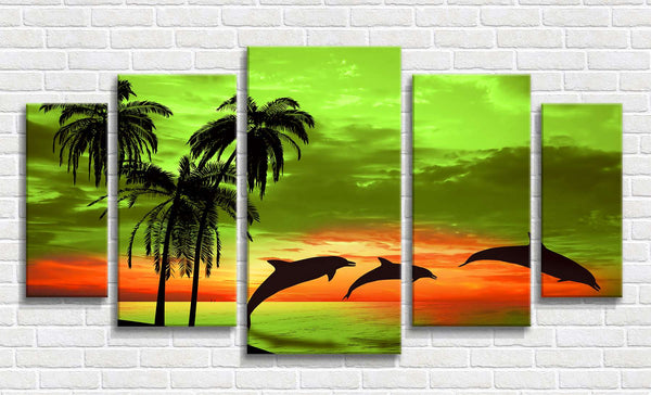Modular picture, Dolphins at sunset 1