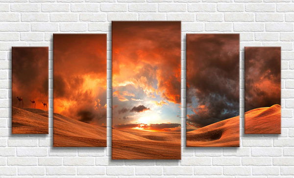 Modular picture, Fiery sunset in the desert