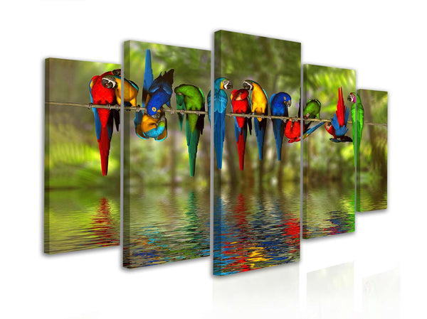 Multi Canvas Art  - Colored parrots