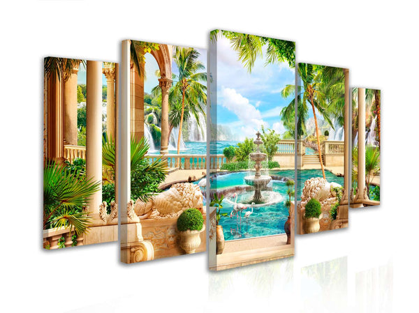 Multi Panel Wall Decor  - Park with a fountain