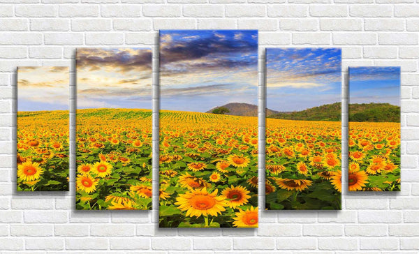 Modular picture, Field with sunflower flowers