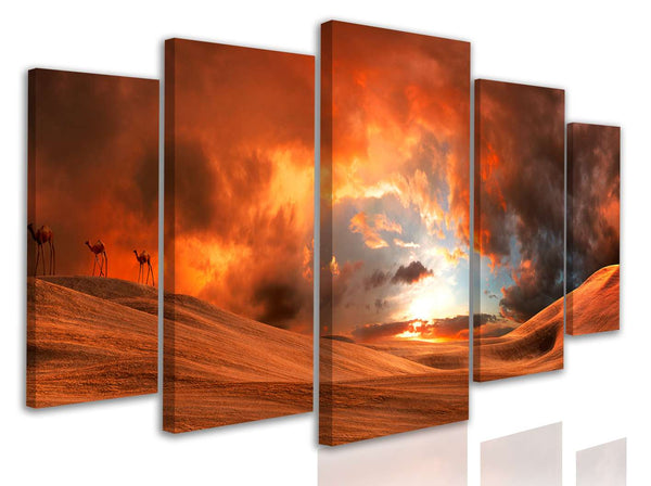 Multi Canvas Wall Art  - Fiery sunset in the desert
