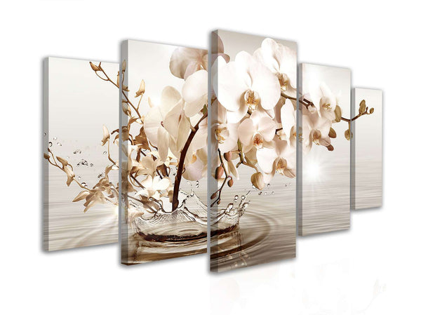 Split Canvas Wall Art  - Twig of delicate orchids
