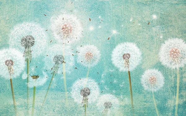 Modular picture, Dandelions on a turquoise background
