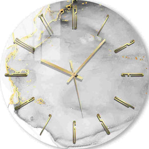 Wall Glass Clocks | Light gray with gold flecks 