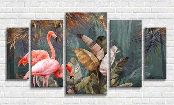 Modular picture, Flamingo on the background of the jungle