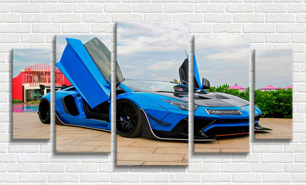 Modular picture, Blue Lamborghini