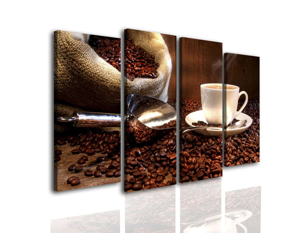 Multi Canvas Prints  -  White coffee cup and coffee beans