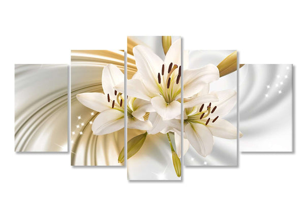 Modular picture, White lily on a beige background