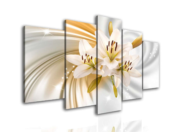 Multi Panel Wall Art  - White lily on a beige background