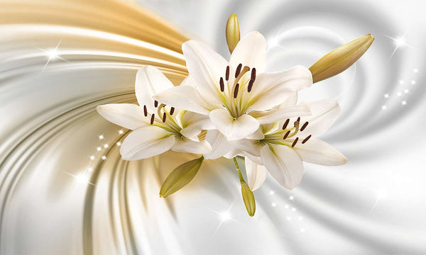 Modular picture, White lily on a beige background