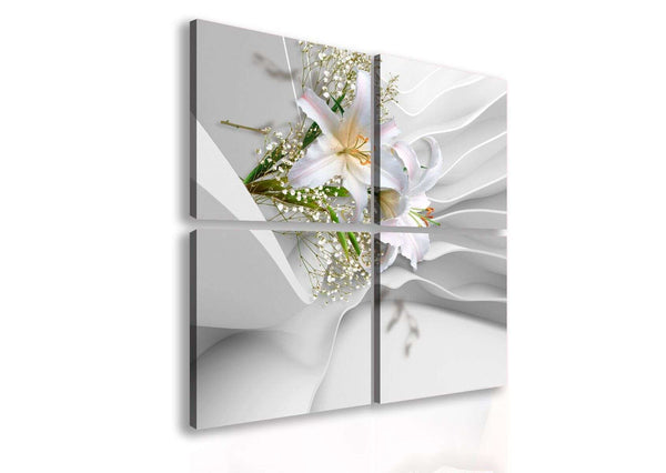 Multi Canvas Art  -  White lily on the background of the wall