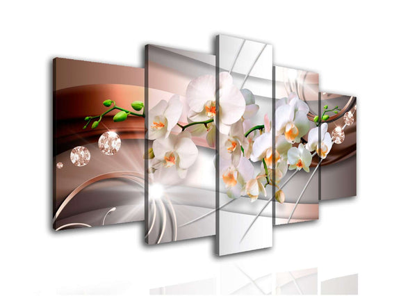 Multi Canvas Prints  - White orchid and brown background.
